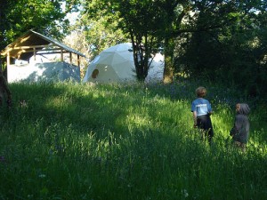 Geodesic domes at Fforest campsite, Wales