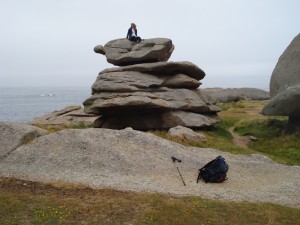 Catherine on Ile aux Lapins outside Tregastel