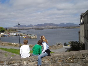 Catherine and her sons on her travels in Connemara