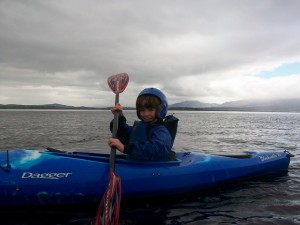 Catherine's son paddling across Lough Leane in Kerry