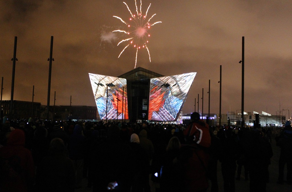 Lightshow and fireworks at Titanic Belfast Photo: Northern Ireland Tourist Board