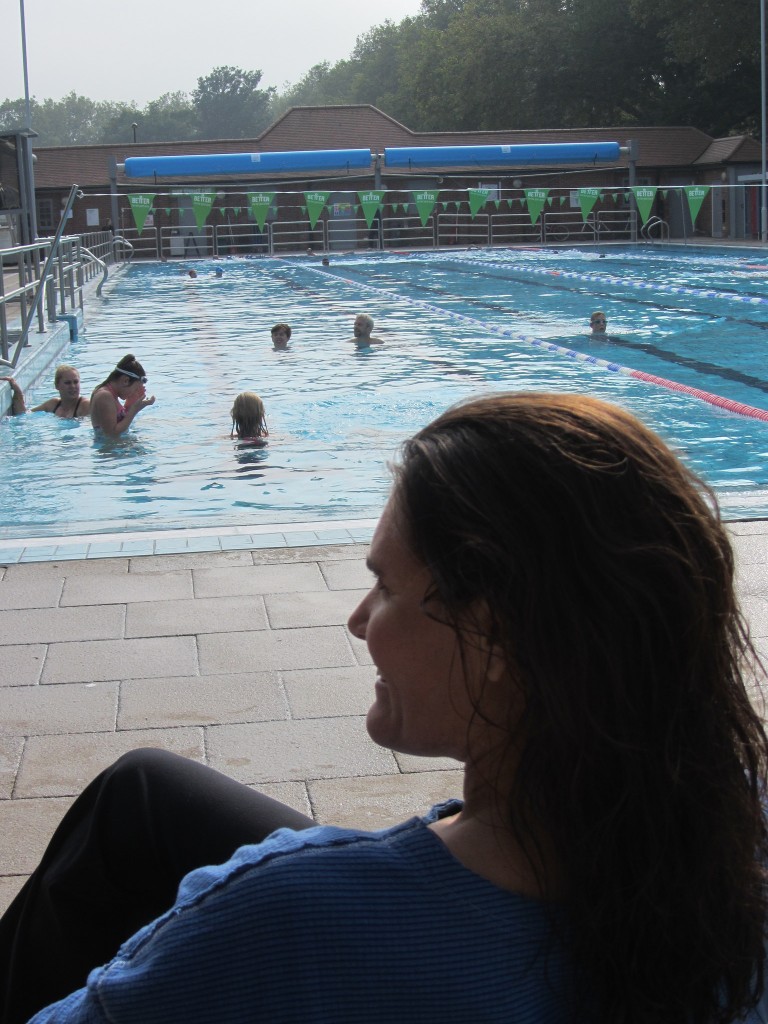 Kate chilling post swim at London Fields lido
